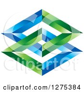 Poster, Art Print Of Green And Blue Entwined Diamonds