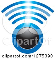 Clipart Of A Black Circle And Blue Signal Royalty Free Vector Illustration