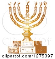 Poster, Art Print Of Vintage Gold Menorah And Candles