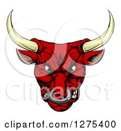 Clipart Of A Mad Red Bull Mascot Head Royalty Free Vector Illustration