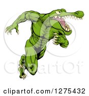 Poster, Art Print Of Muscular Crocodile Or Alligator Man Sprinting Upright