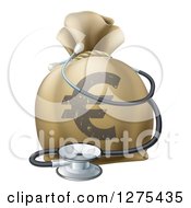 Poster, Art Print Of 3d Euro Currency Symbol Money Bag And Stethoscope