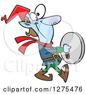 Poster, Art Print Of Happy Christmas Elf Marching And Playing The Cymbals
