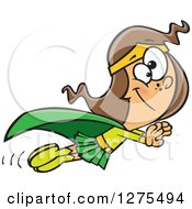 Poster, Art Print Of Happy Caucasian Super Girl Holding Her Arms Out And Flying