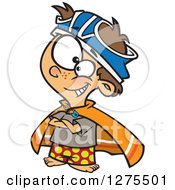 Poster, Art Print Of Caucasian Boy Pretending To Be A Super Hero With Underwear On His Head