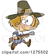 Caucasian Pilgrim Boy Hunting With A Blunderbus
