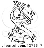 Cartoon Clipart Of A Black And White Boy Pretending To Be A Super Hero With Underwear On His Head Royalty Free Vector Line Art Illustration