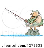 Poster, Art Print Of Hairy Fishing Caveman With Gear