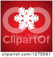 Clipart Of A Merry Christmas Greeting Under A White Snowflake Over Red Royalty Free Vector Illustration