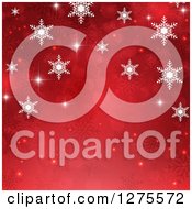 Red Christmas Background Of Bokeh With White Snowflakes Arching The Top