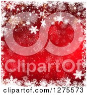 Poster, Art Print Of Red Gold And White Christmas Background With A Border Of Snowflakes