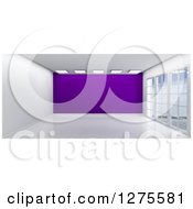 3d Empty Room Interior With Floor To Ceiling Windows And A Purple Wall