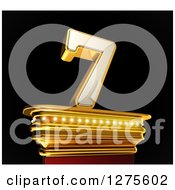 Poster, Art Print Of 3d 7 Number Seven On A Gold Pedestal Over Black