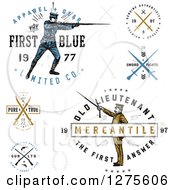 Poster, Art Print Of Vintage Apparel Labels With Guns Swords And Soldiers