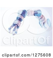Clipart Of A 3d Blue And White Robotic Arm Royalty Free Illustration