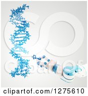 Clipart Of A 3d Blue And White Robotic Arm Manipulating A Dna Strand Royalty Free Illustration
