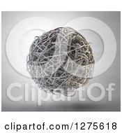 Poster, Art Print Of 3d Floating Sphere Of Tangled Metal Splines Over Light