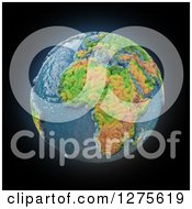 Poster, Art Print Of 3d Planet Earth With Textured Continents On Black