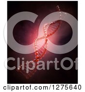 3d Glowing Red Dna Strand Over Liquid