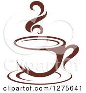 Clipart Of A Dark Brown And White Steamy Coffee Cup 23 Royalty Free Vector Illustration