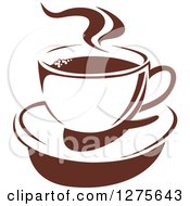 Clipart Of A Dark Brown And White Steamy Coffee Cup 25 Royalty Free Vector Illustration