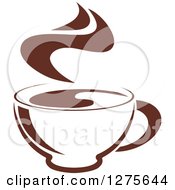 Clipart Of A Dark Brown And White Steamy Coffee Cup 26 Royalty Free Vector Illustration