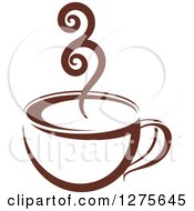 Clipart Of A Dark Brown And White Steamy Coffee Cup 27 Royalty Free Vector Illustration