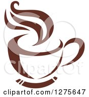 Clipart Of A Dark Brown And White Steamy Coffee Cup 15 Royalty Free Vector Illustration