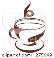 Clipart Of A Dark Brown And White Steamy Coffee Cup 17 Royalty Free Vector Illustration