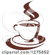 Poster, Art Print Of Dark Brown And White Steamy Coffee Cup 20