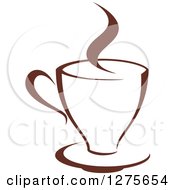 Clipart Of A Dark Brown And White Steamy Coffee Cup 22 Royalty Free Vector Illustration