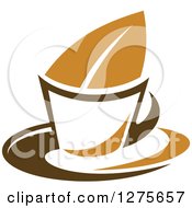 Clipart Of A Leafy Brown Tea Cup 22 Royalty Free Vector Illustration