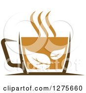 Clipart Of A Leafy Brown Tea Cup 16 Royalty Free Vector Illustration