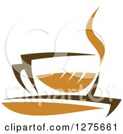 Clipart Of A Leafy Brown Tea Cup 17 Royalty Free Vector Illustration
