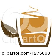 Clipart Of A Leafy Brown Tea Cup 19 Royalty Free Vector Illustration