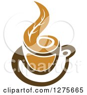 Clipart Of A Leafy Brown Tea Cup 21 Royalty Free Vector Illustration