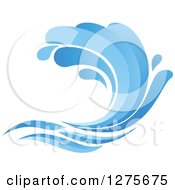 Clipart Of A Blue Splashing Ocean Surf Wave 9 Royalty Free Vector Illustration