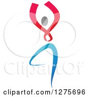 Poster, Art Print Of Red Blue And Gray Ribbon Person Dancing
