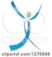 Clipart Of A Blue And Gray Ribbon Person Dancing 2 Royalty Free Vector Illustration