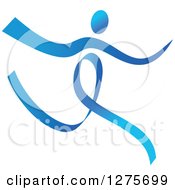Clipart Of A Blue Ribbon Person Dancing Or Leaping Royalty Free Vector Illustration