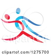 Poster, Art Print Of Blue And Red Couple Ballroom Dancing