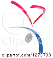 Clipart Of A Gradient Blue And Red Person Doing A Hand Stand Or Cartwheel Royalty Free Vector Illustration