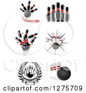 Clipart Of Ten Pin Bowling Designs Royalty Free Vector Illustration