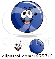 Clipart Of Blue Bowling Balls And A Face Royalty Free Vector Illustration