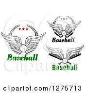 Clipart Of Winged Baseball And Bat Sports Designs Royalty Free Vector Illustration