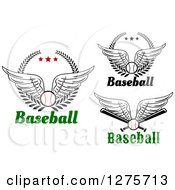 Poster, Art Print Of Winged Baseball And Bat Sports Designs