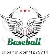 Poster, Art Print Of Winged Baseball In A Wreath With Red Stars Over Text