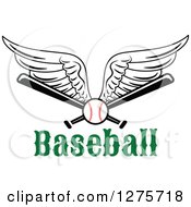 Poster, Art Print Of Winged Baseball And Bats Over Text