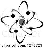 Clipart Of A Black And White Atom 35 Royalty Free Vector Illustration