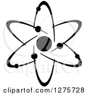 Clipart Of A Black And White Atom 31 Royalty Free Vector Illustration